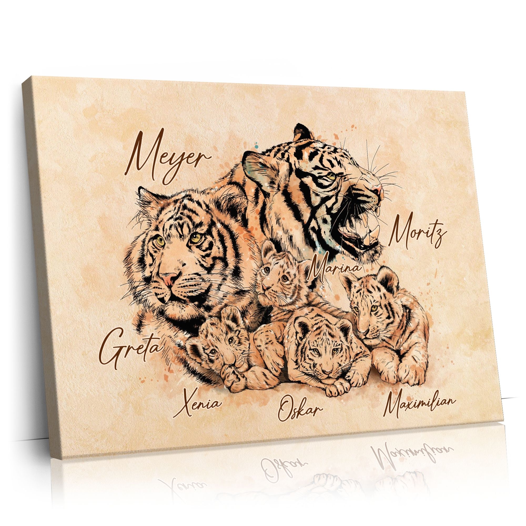 Personalisierbares Geschenk Tigerfamilie