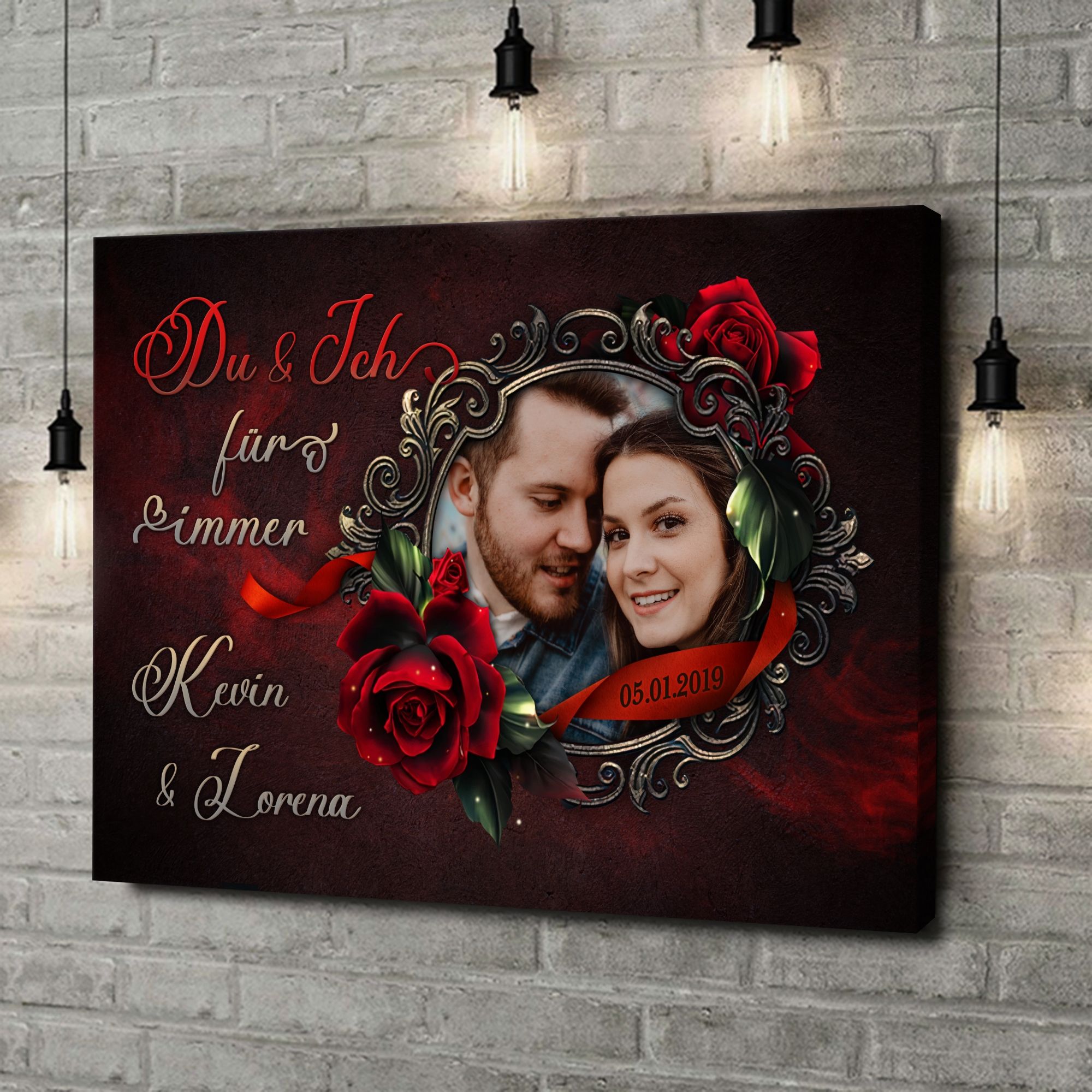 Liebesleinwand als Geschenk Rose für Dich