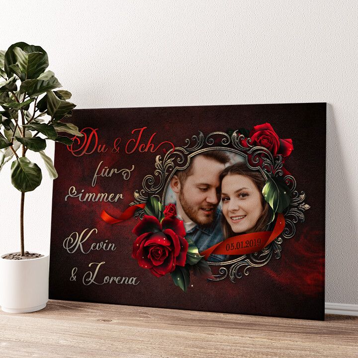 Leinwandbild personalisiert Rose für Dich