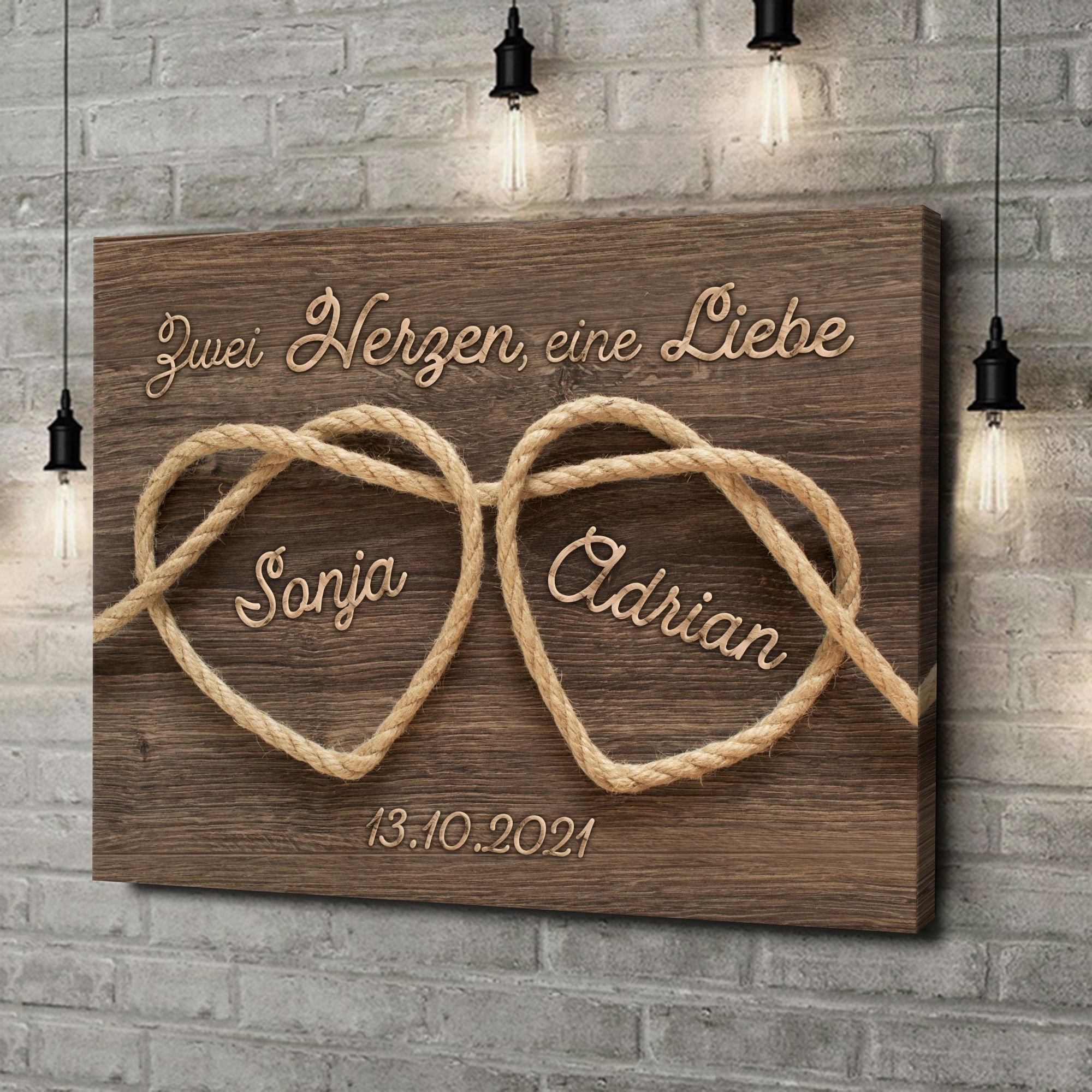 Liebesleinwand als Geschenk Verknüpfte Herzen