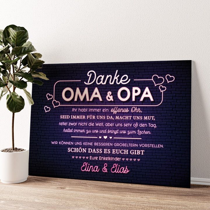 Leinwandbild personalisiert Oma & Opa sind immer da