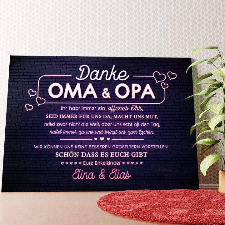 Oma & Opa sind immer da Wandbild personalisiert