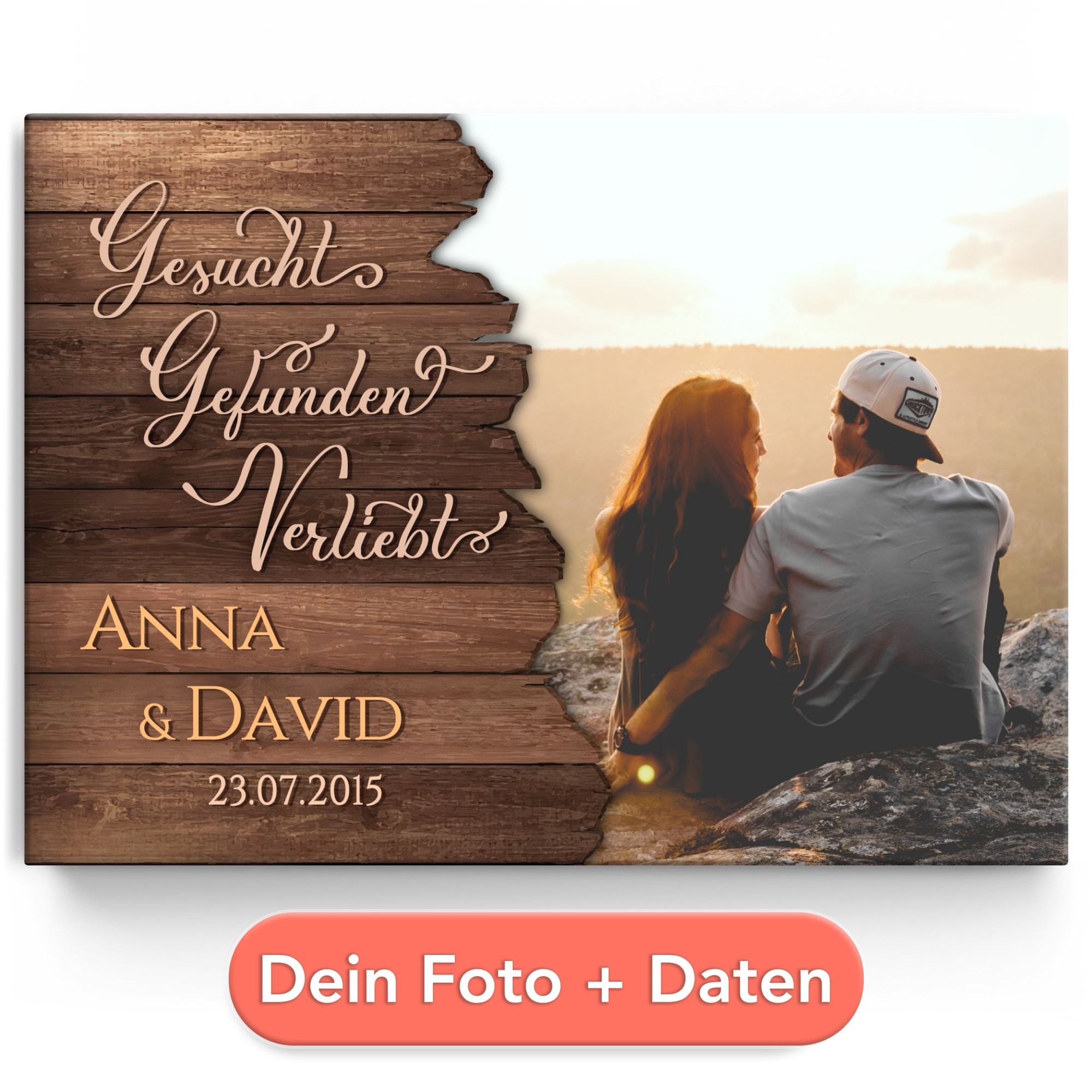 Personalisiertes Leinwandbild Gesucht & Gefunden