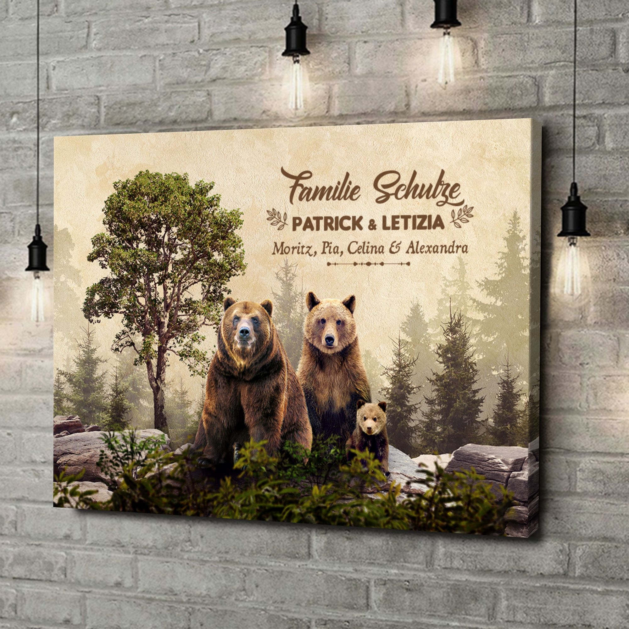 Liebesleinwand als Geschenk Bärenfamilie