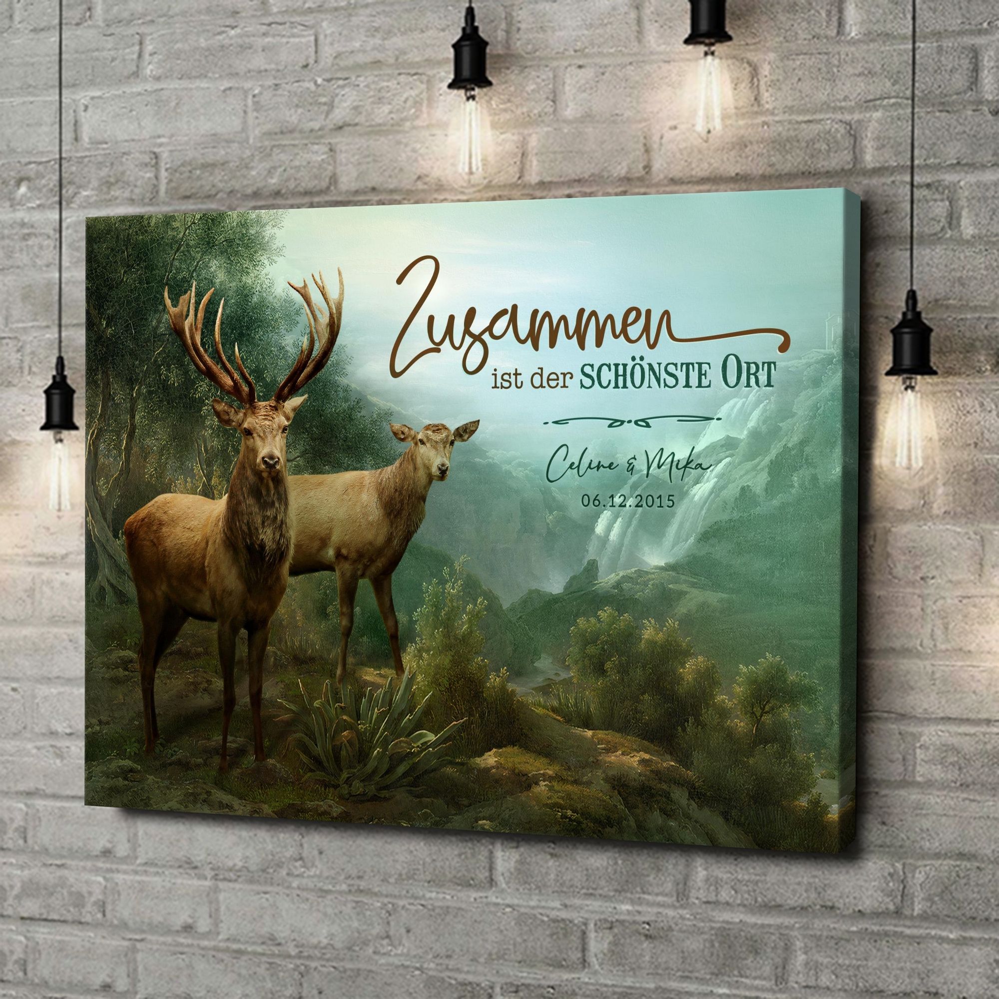Liebesleinwand als Geschenk Verliebte Hirsche