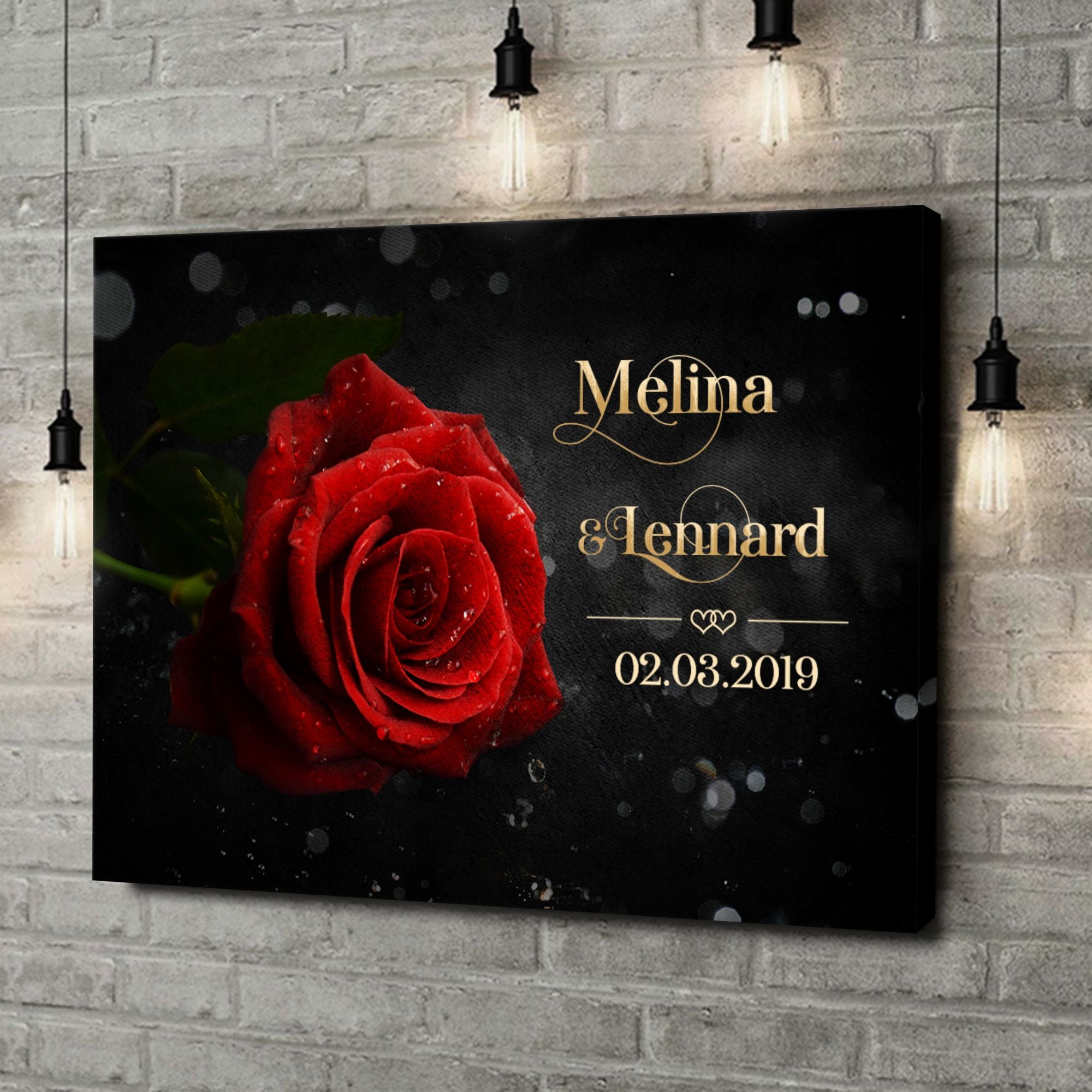 Liebesleinwand als Geschenk Rose der Liebe