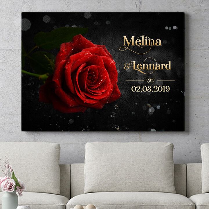 Personalisiertes Wandbild Rose der Liebe