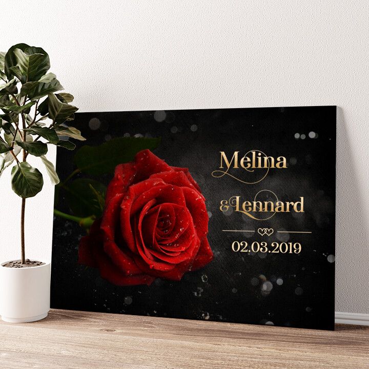 Leinwandbild personalisiert Rose der Liebe