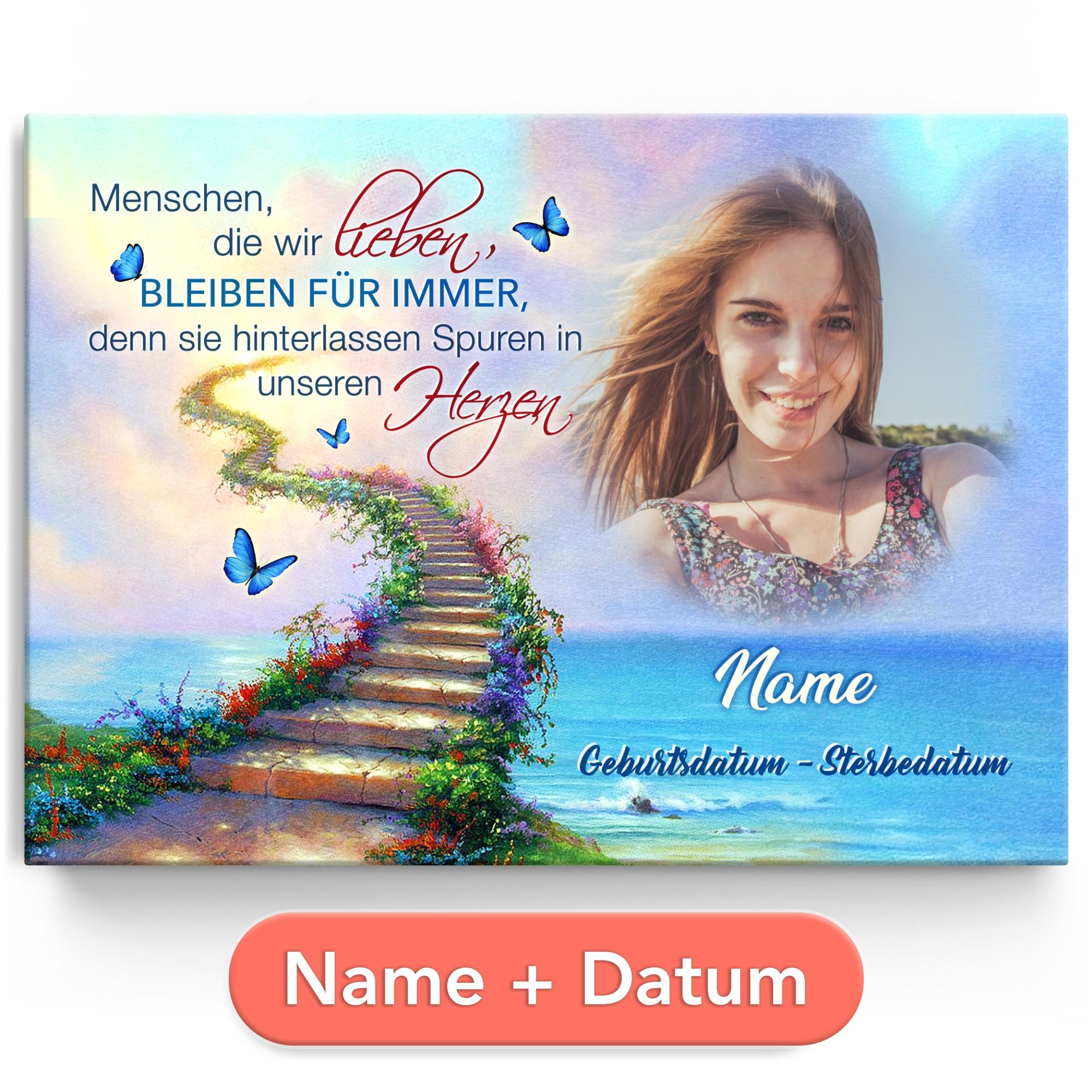 Personalisiertes Leinwandbild Spuren im Herzen