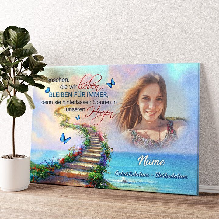 Leinwandbild personalisiert Spuren im Herzen