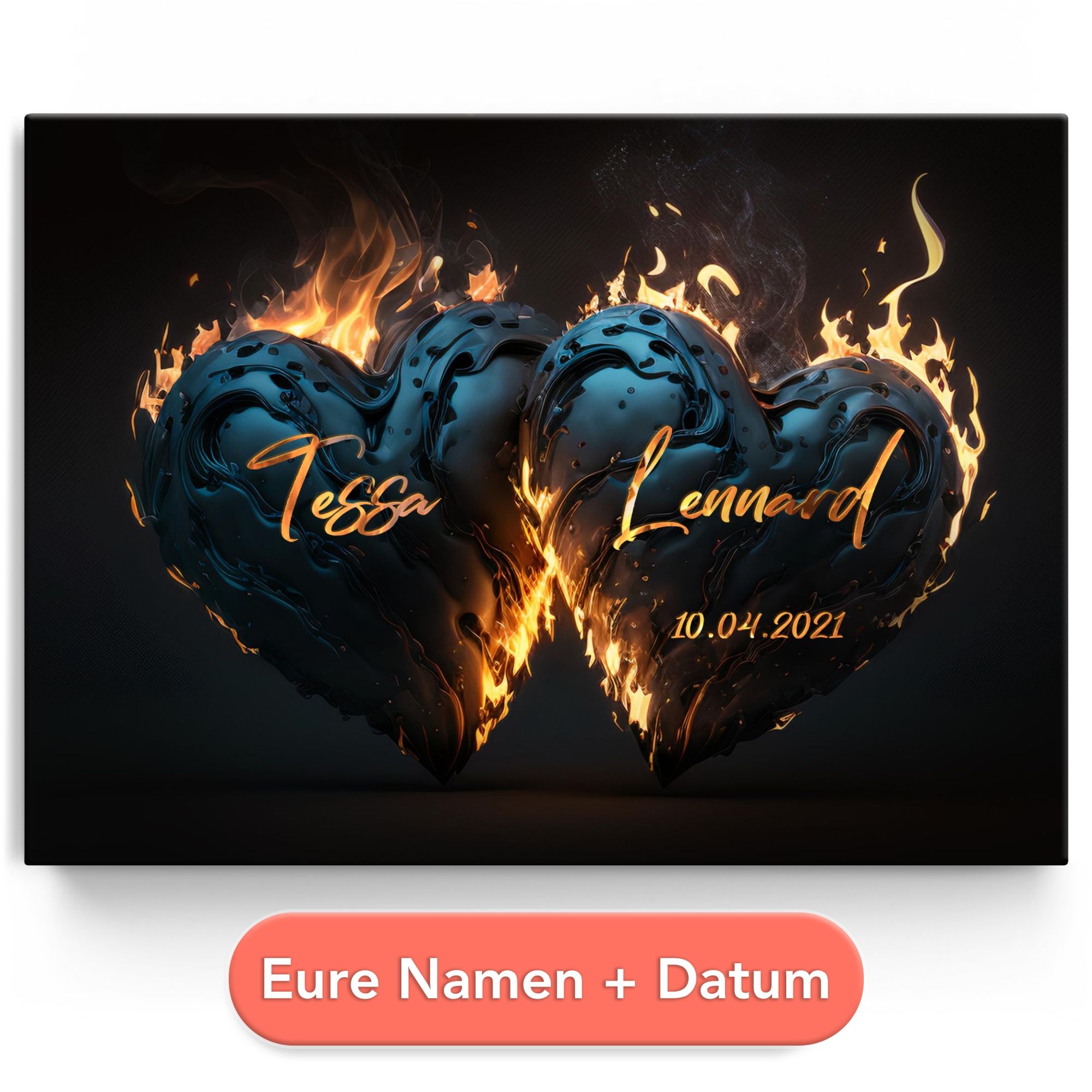 Personalisiertes Leinwandbild Ich brenne für Dich
