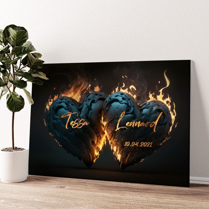 Leinwandbild personalisiert Ich brenne für Dich