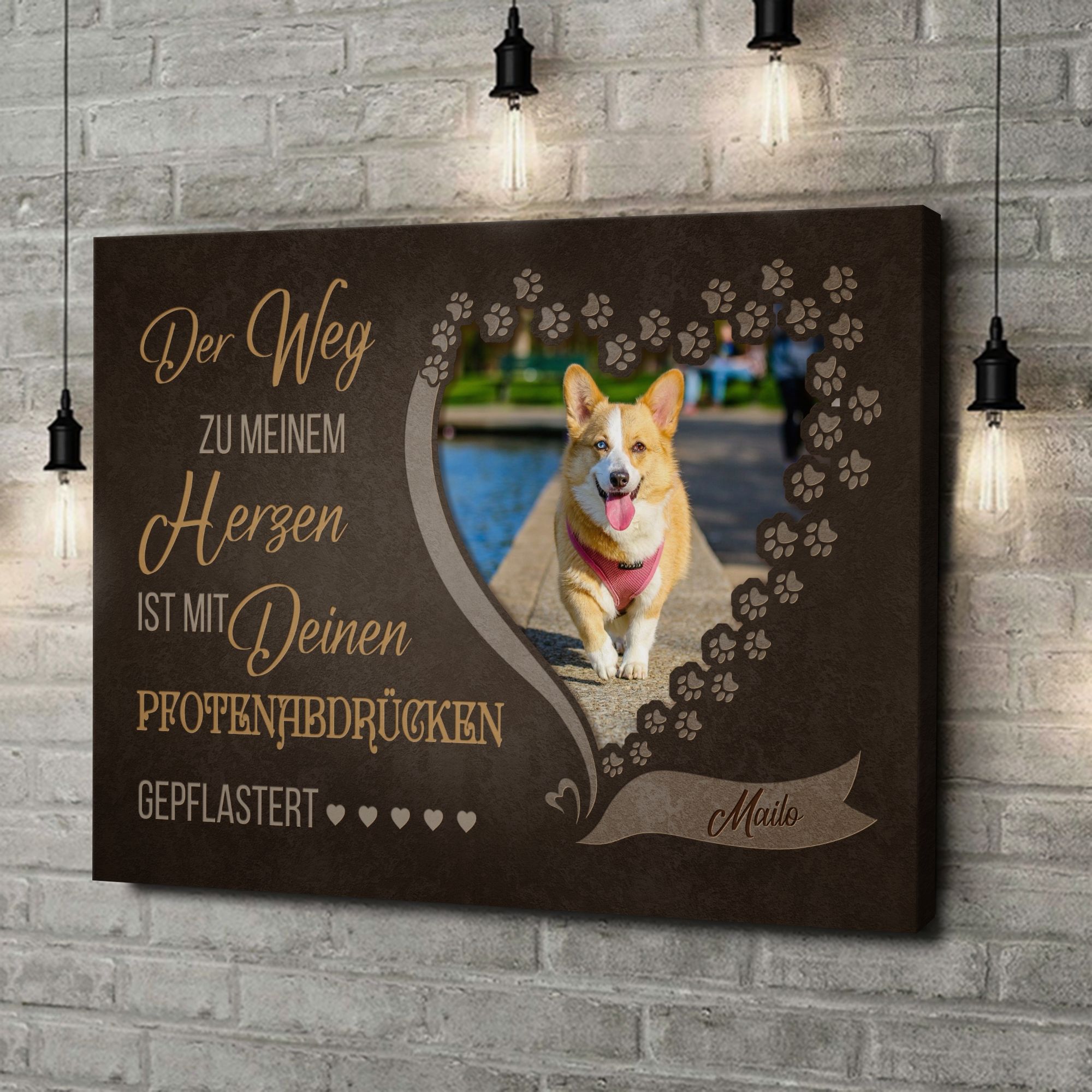 Liebesleinwand als Geschenk Pfotenabdrücke