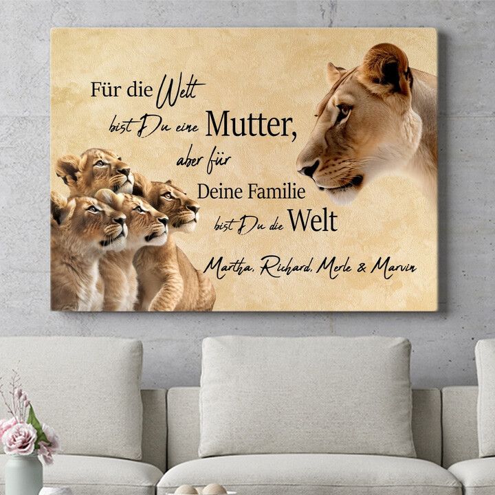 Personalisiertes Wandbild Mama Löwe