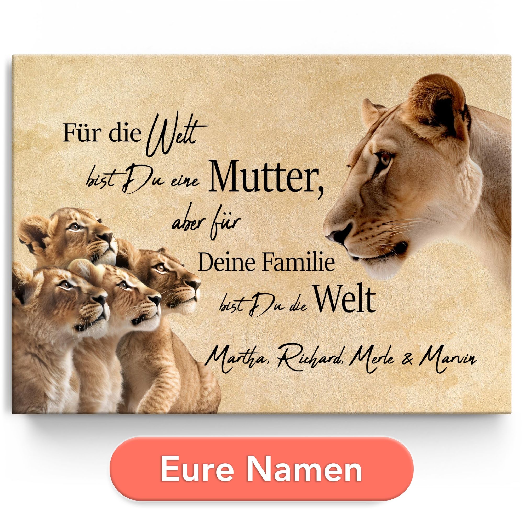Personalisiertes Leinwandbild Mama Löwe