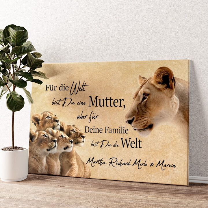 Leinwandbild personalisiert Mama Löwe