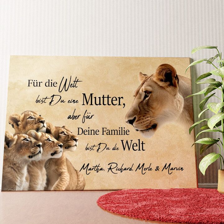 Mama Löwe Wandbild personalisiert