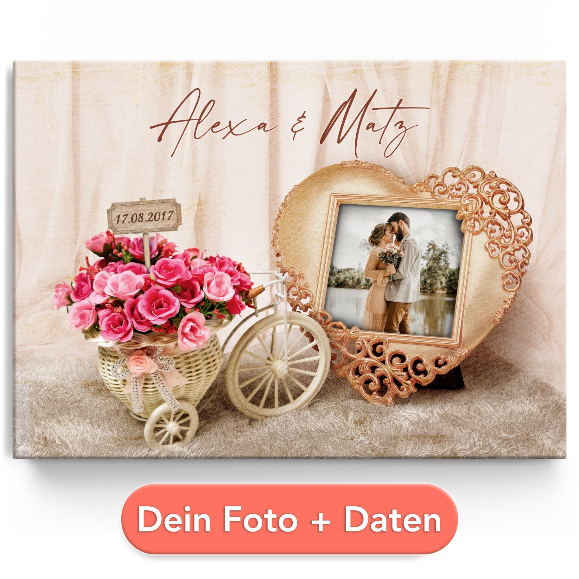 Personalisiertes Leinwandbild Hochzeitsgefühle