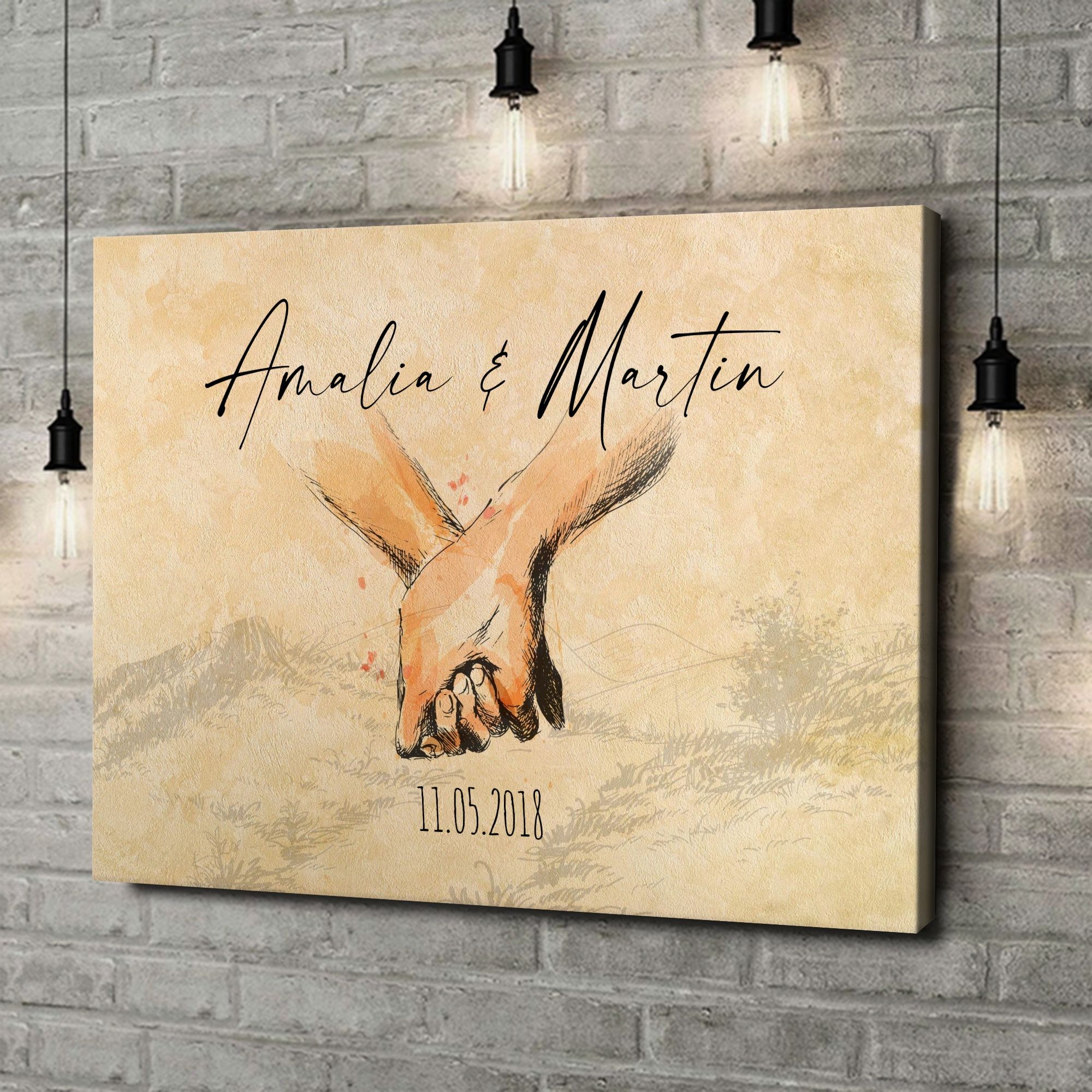 Liebesleinwand als Geschenk Hand in Hand