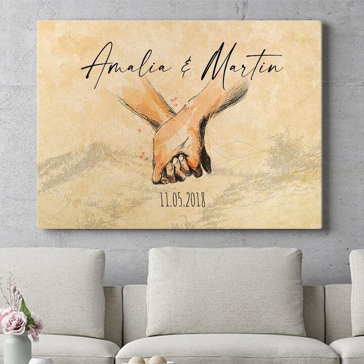 Personalisiertes Wandbild Hand in Hand