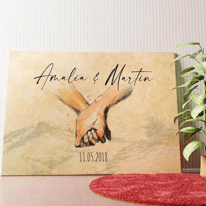 Hand in Hand Wandbild personalisiert