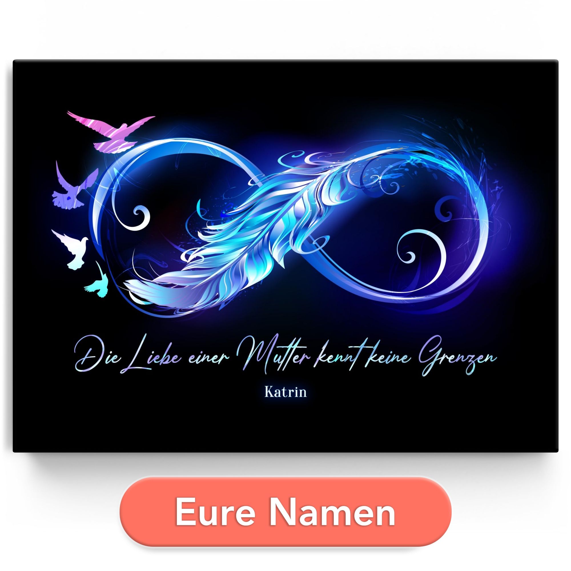 Personalisiertes Leinwandbild Mamas Liebe kennt keine Grenzen