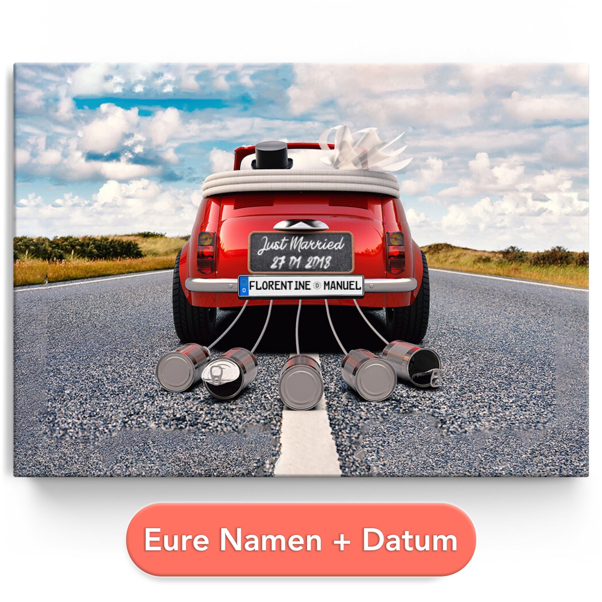 Personalisiertes Leinwandbild Just Married