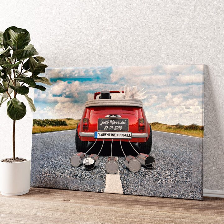 Leinwandbild personalisiert Just Married