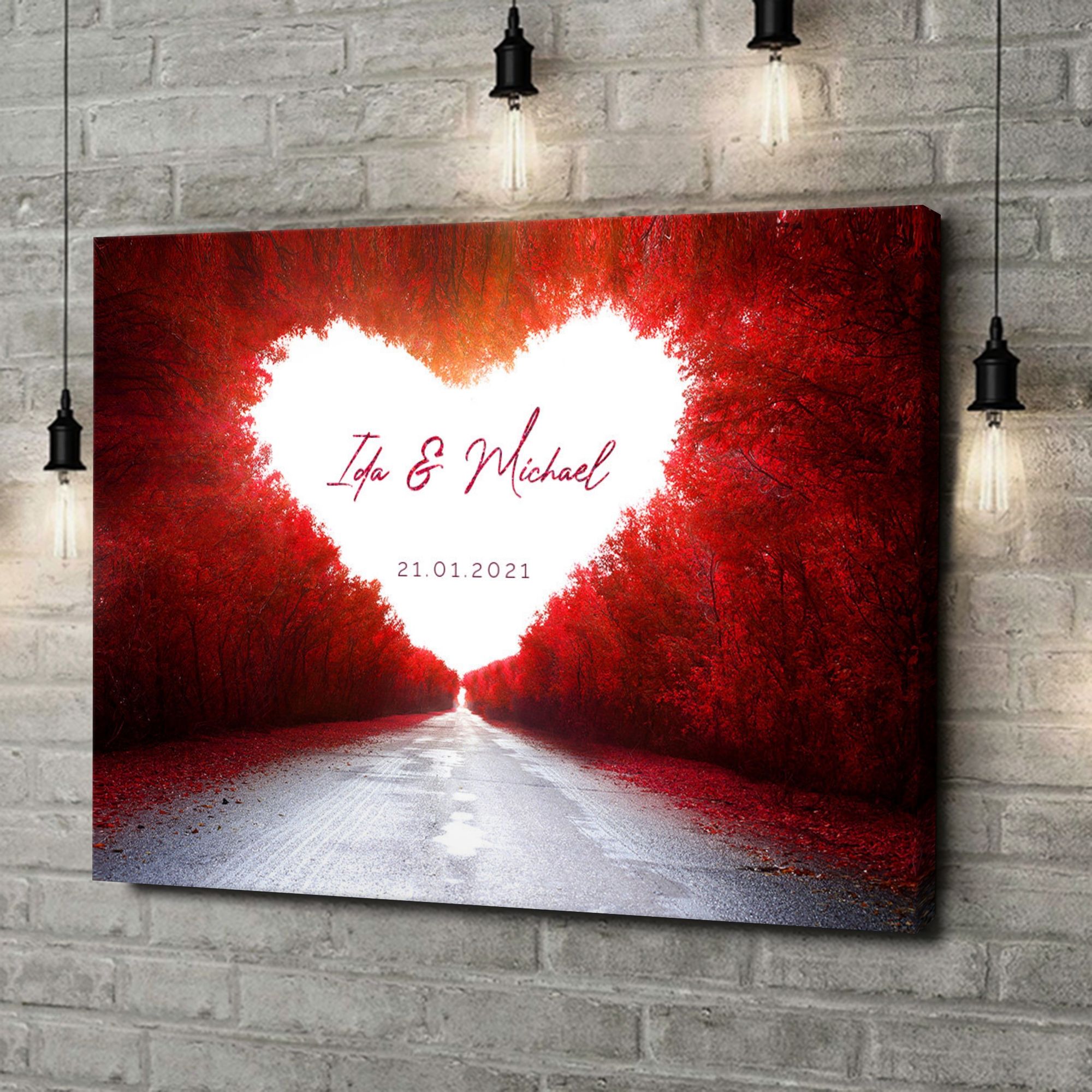 Liebesleinwand als Geschenk Love Road