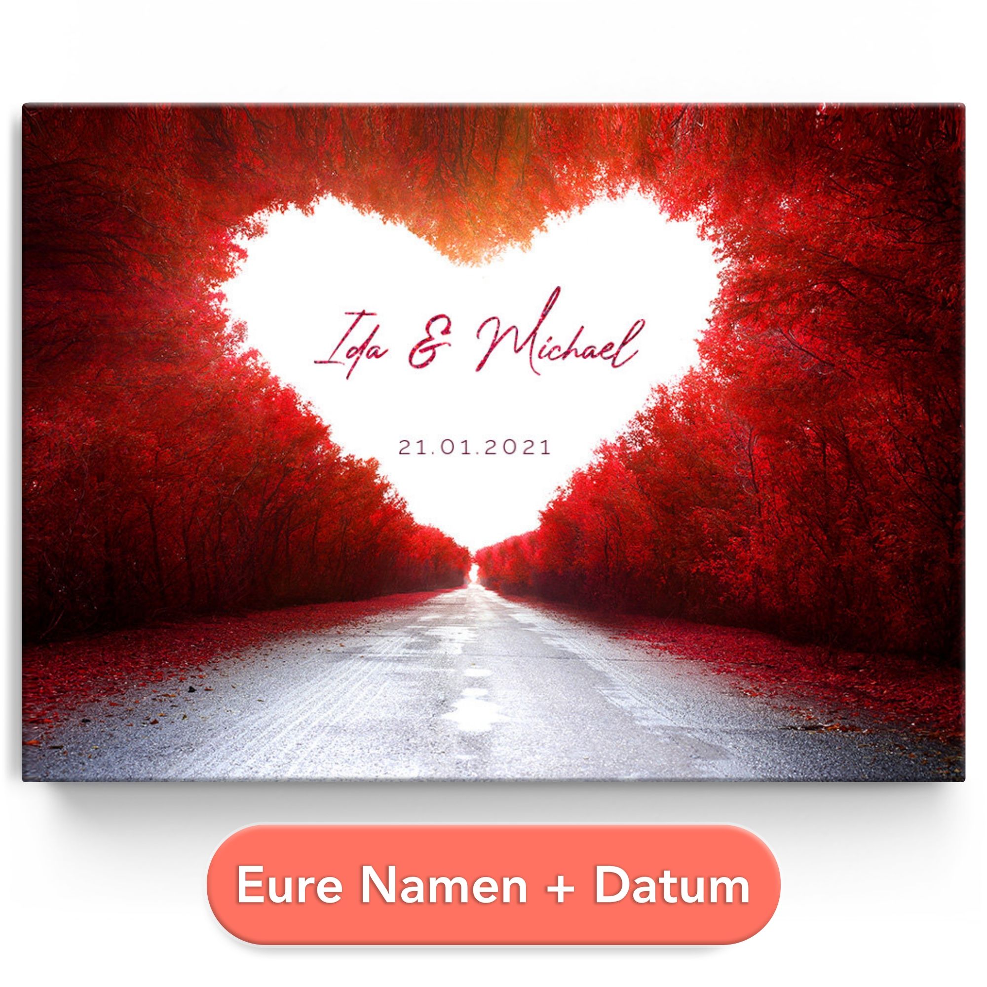 Personalisiertes Leinwandbild Love Road