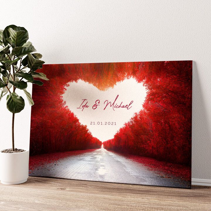 Leinwandbild personalisiert Love Road