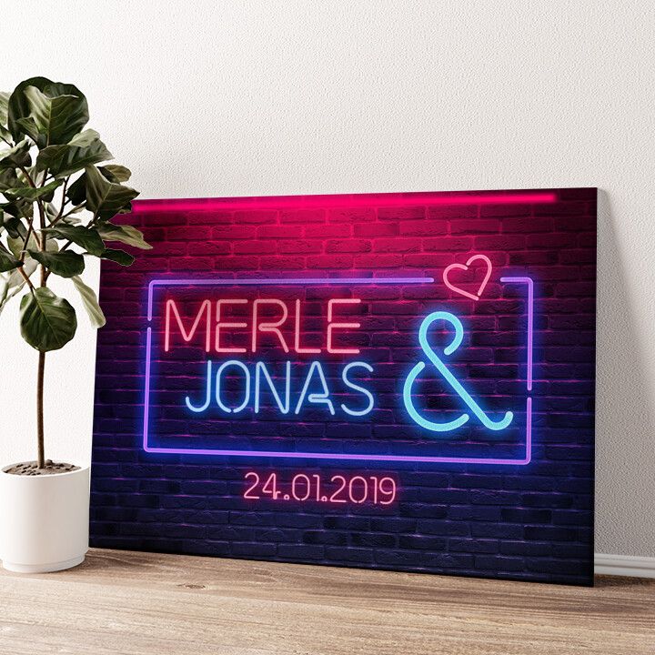 Leinwandbild personalisiert Neon Love
