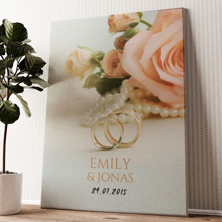 Leinwandbild personalisiert 2 Rings 1 Love