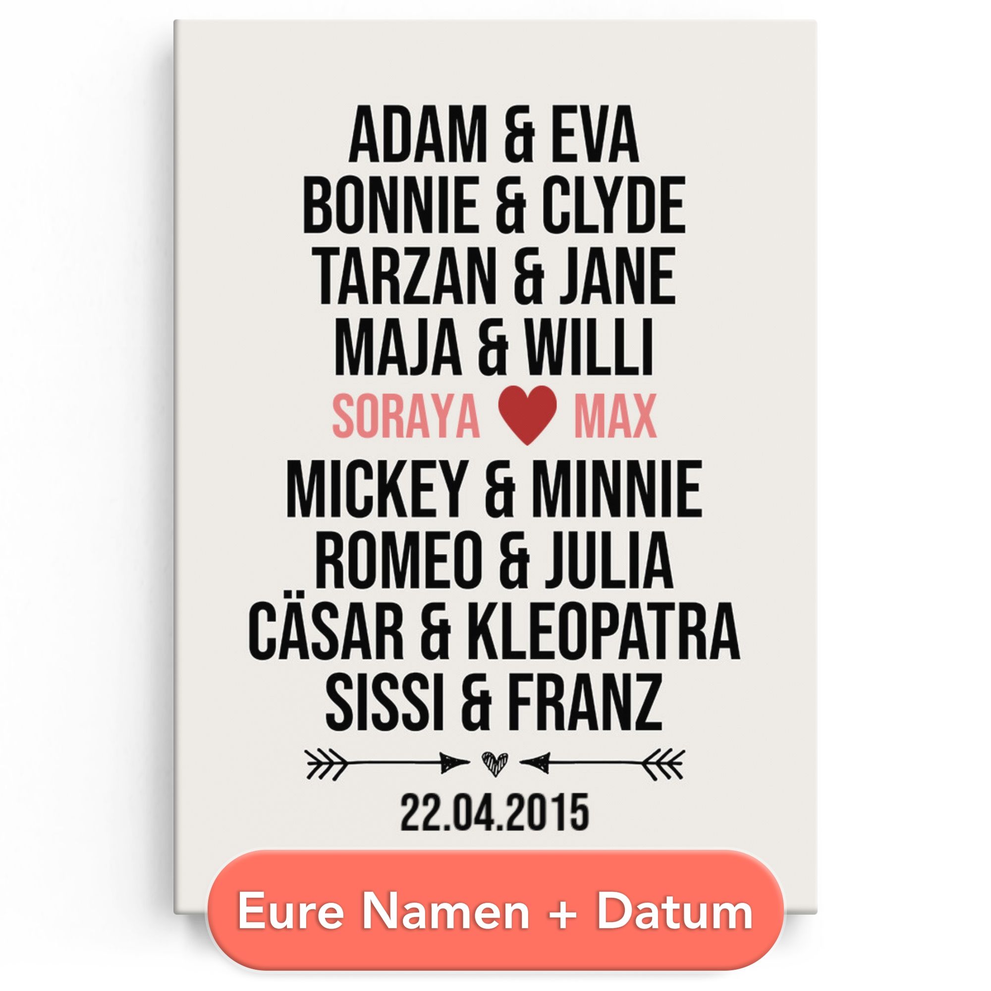 Personalisiertes Leinwandbild Dreamteam