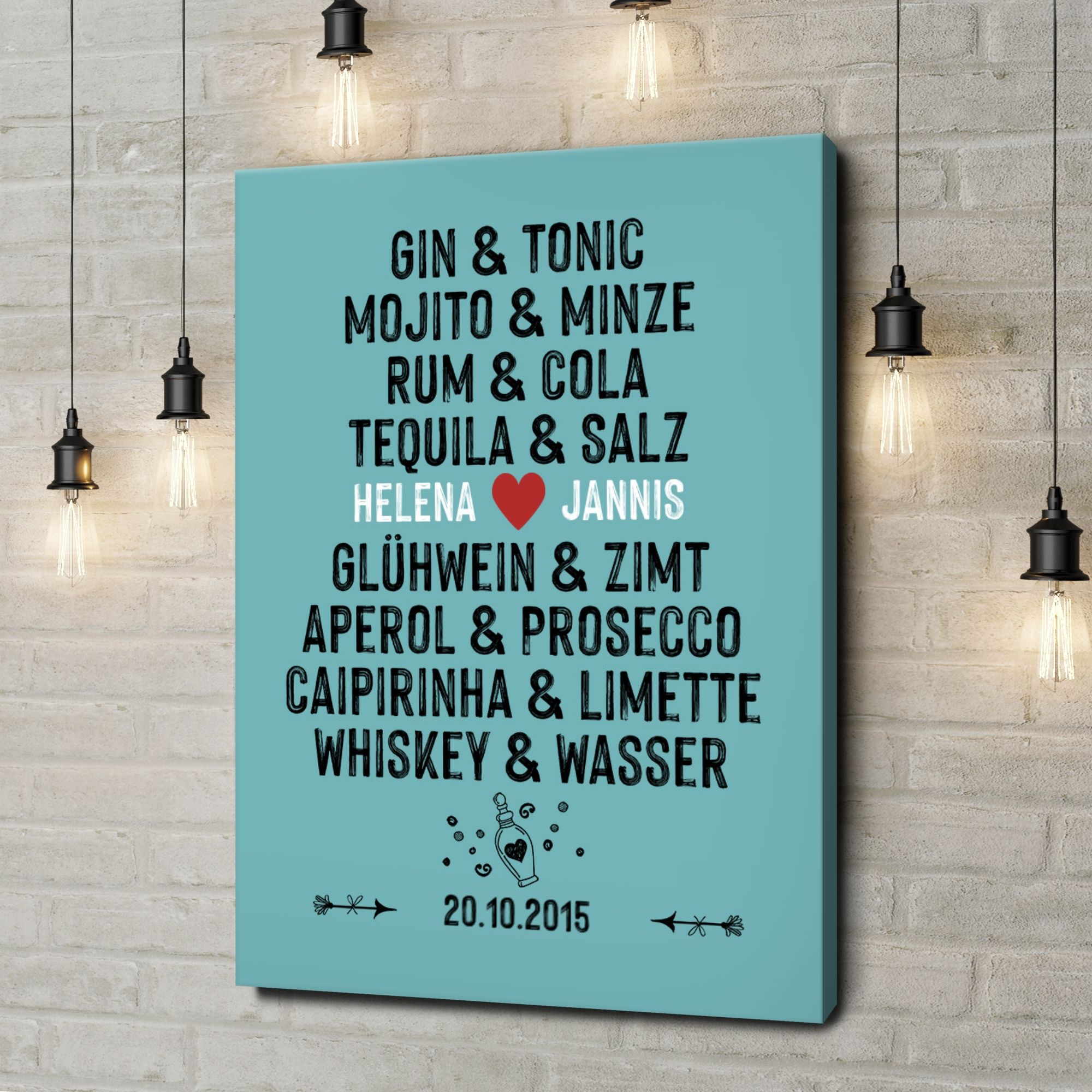 Liebesleinwand als Geschenk Du & Ich - Drinks