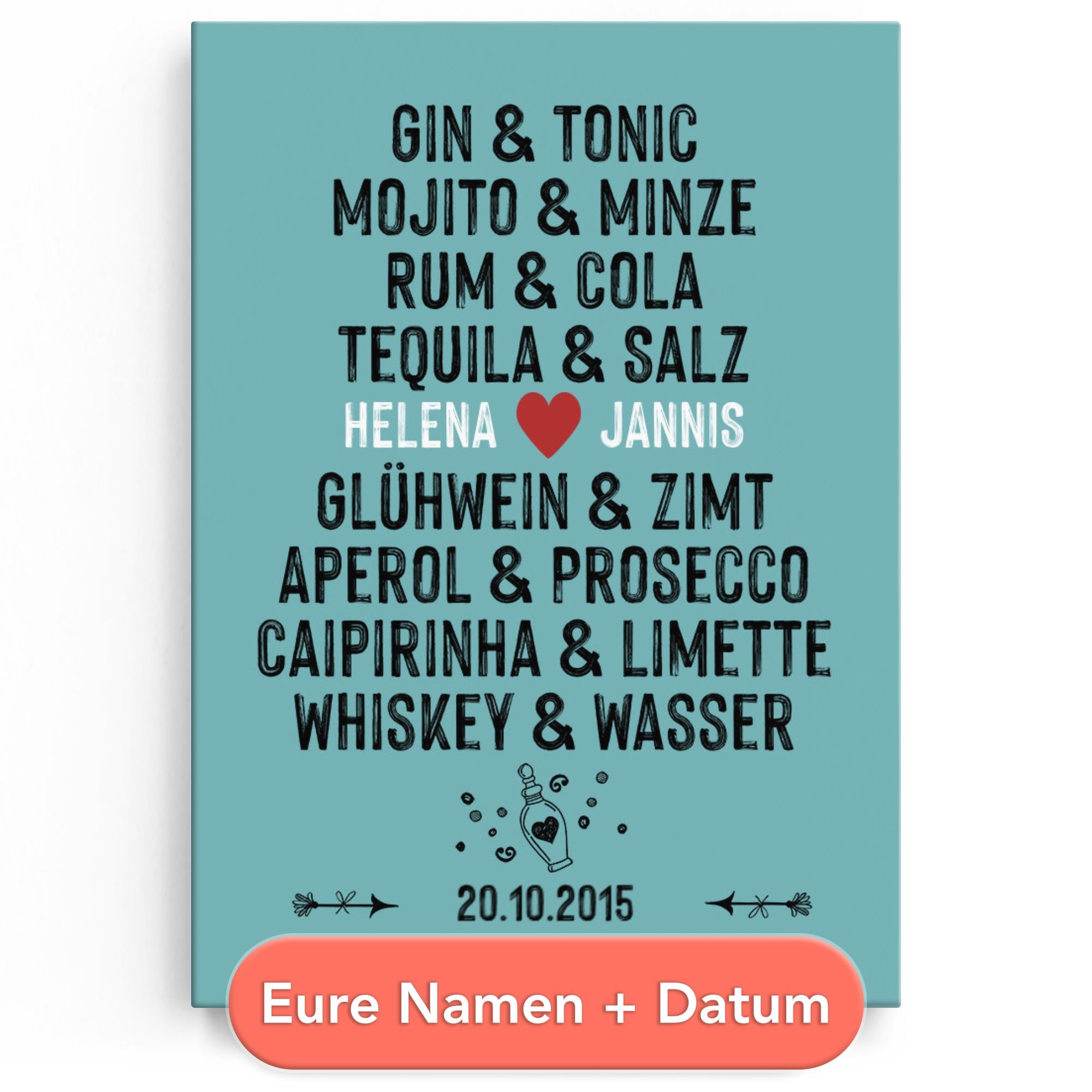 Personalisiertes Leinwandbild Du & Ich - Drinks