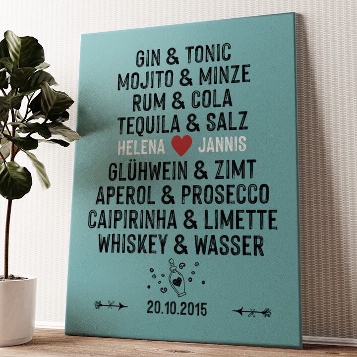 Leinwandbild personalisiert Du & Ich - Drinks