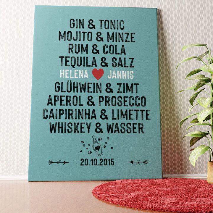 Du & Ich - Drinks Wandbild personalisiert