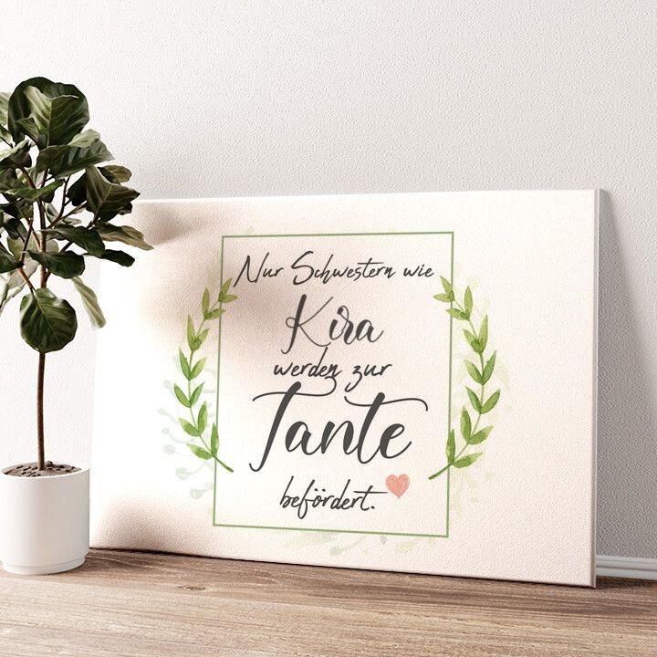 Leinwandbild personalisiert Schwester wird Tante