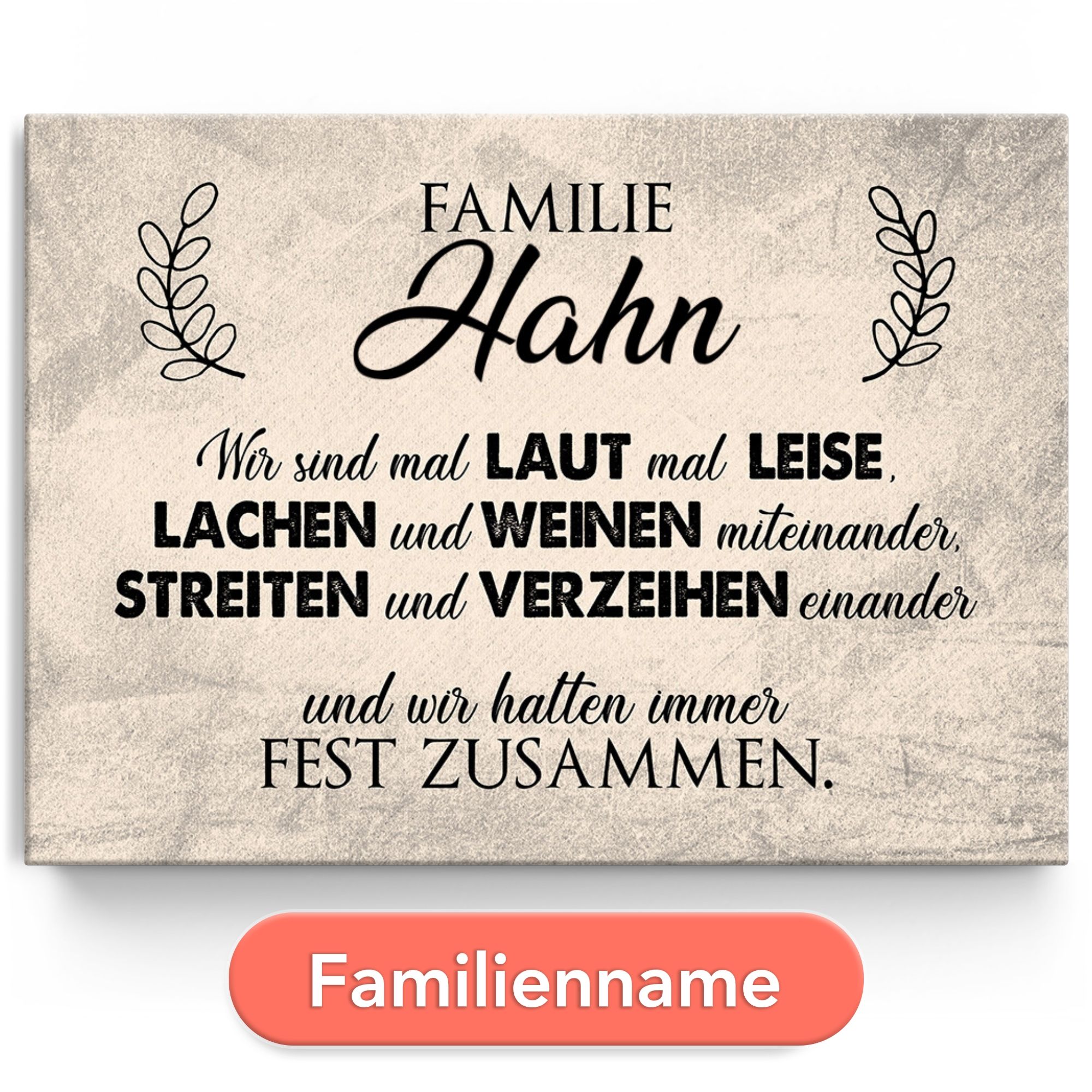 Personalisiertes Leinwandbild Zusammenhalt