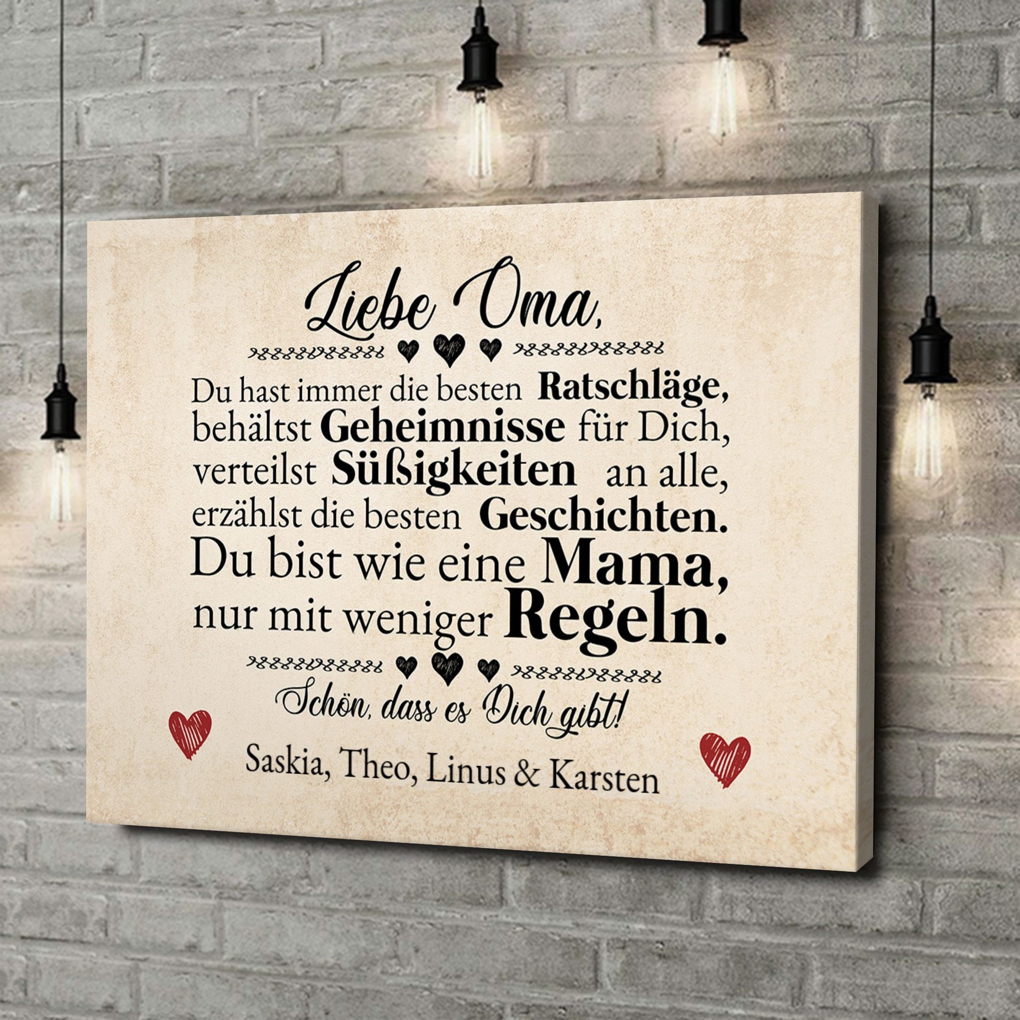 Liebesleinwand als Geschenk Oma ist die Beste