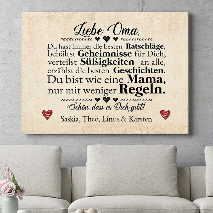 Personalisiertes Wandbild Oma ist die Beste