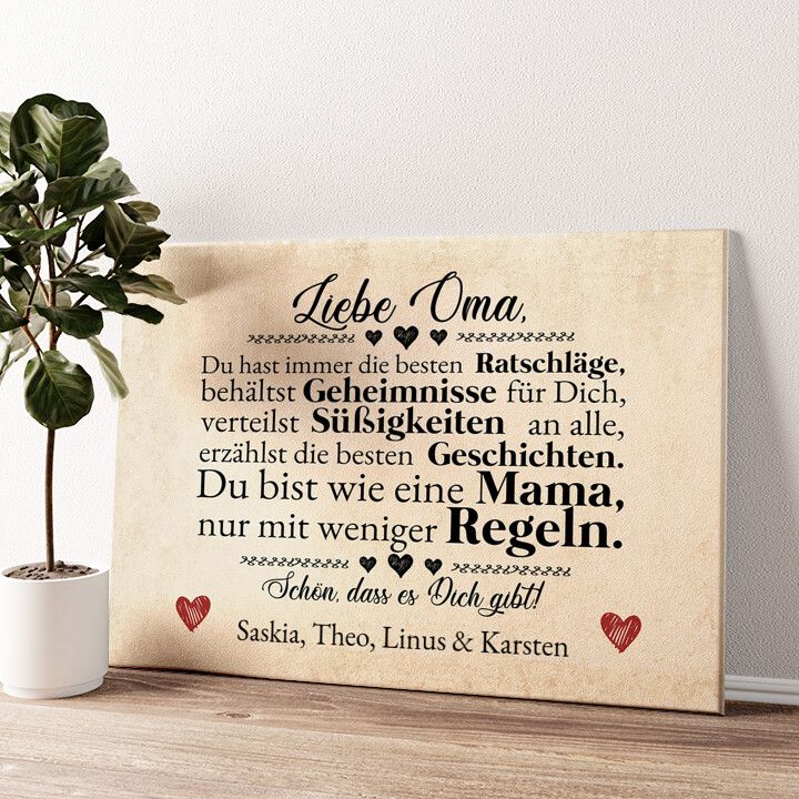Leinwandbild personalisiert Oma ist die Beste