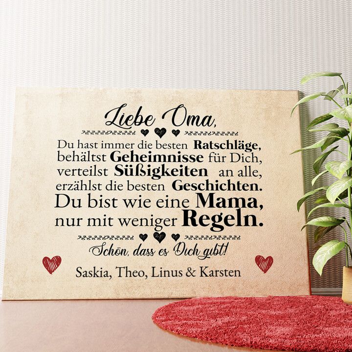 Oma ist die Beste Wandbild personalisiert