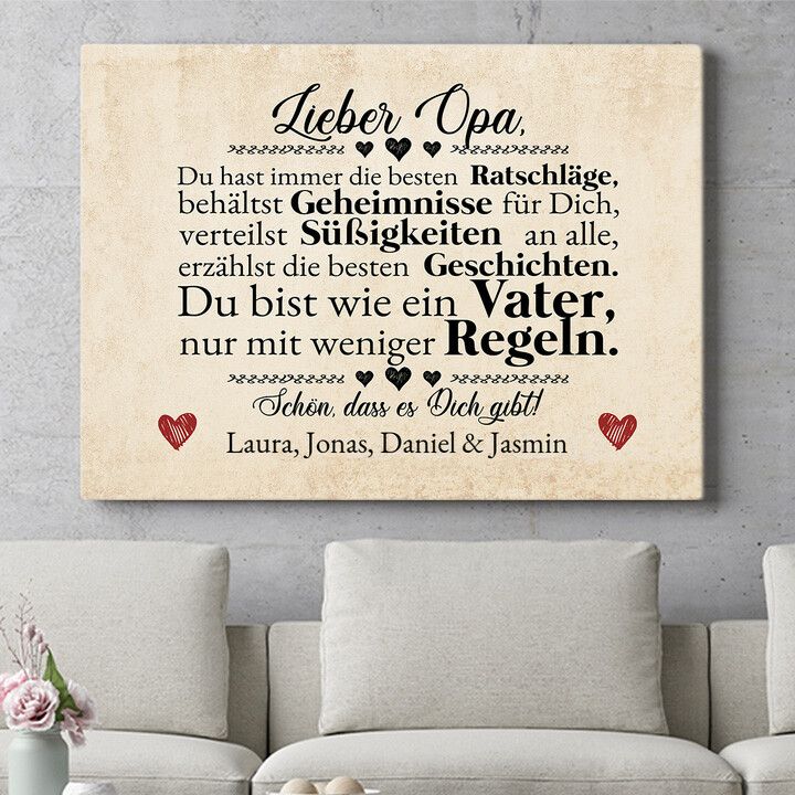 Personalisiertes Wandbild Opa ist der Beste