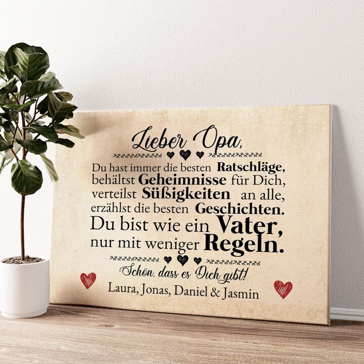 Leinwandbild personalisiert Opa ist der Beste