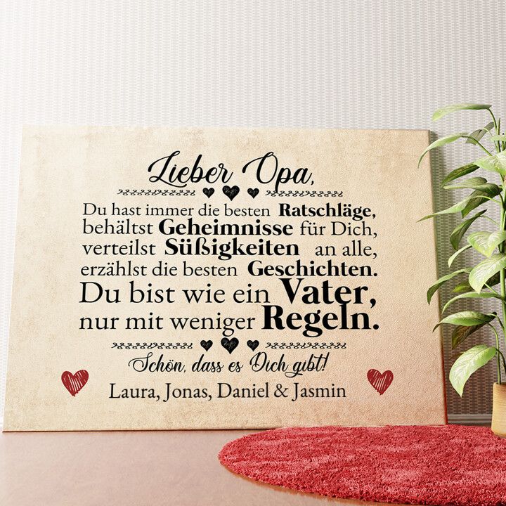 Opa ist der Beste Wandbild personalisiert