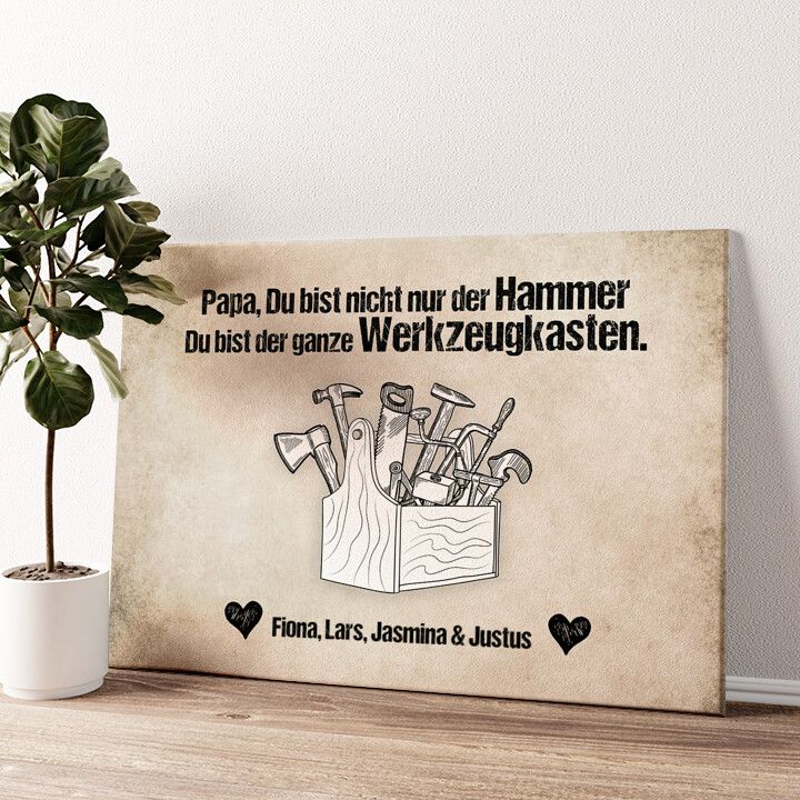 Leinwandbild personalisiert Papa ist der Hammer