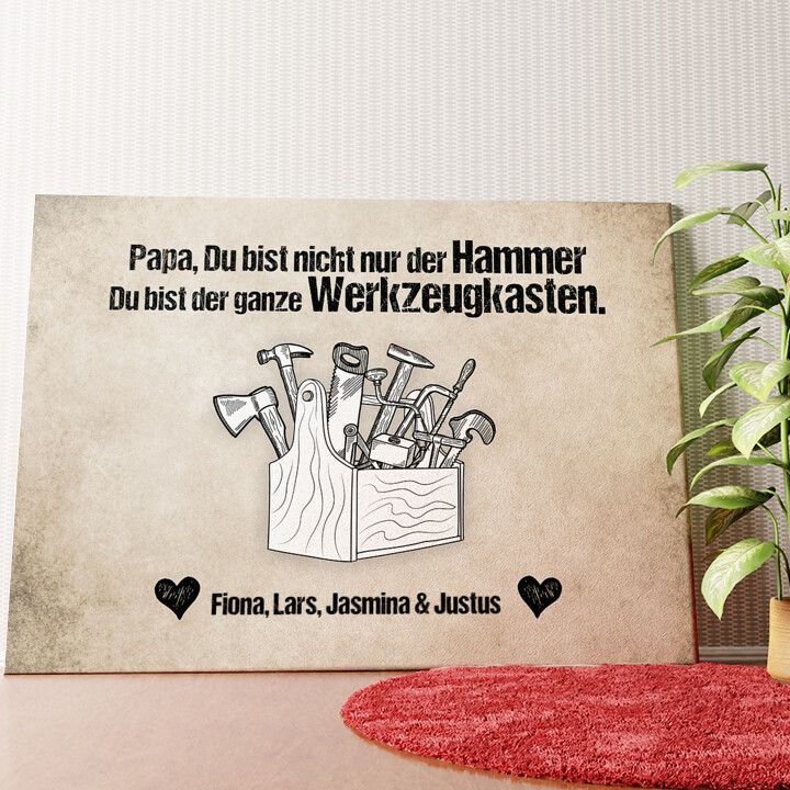 Papa ist der Hammer Wandbild personalisiert