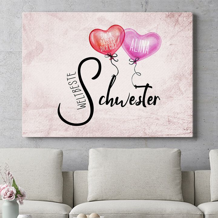 Personalisiertes Wandbild Weltbeste Schwester